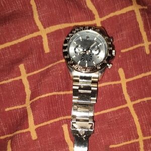 Rolex Silver and Black Men's Watch